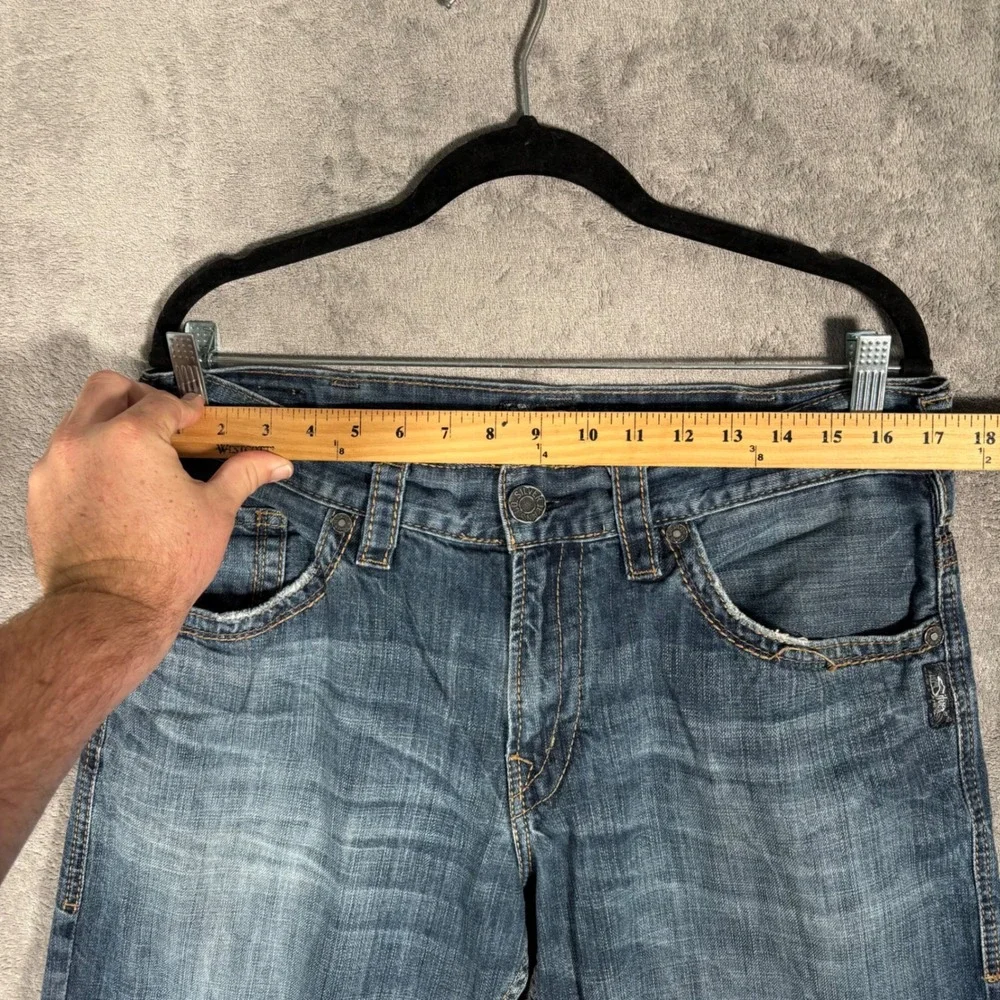 Silver Jeans Co Gordie Jeans‎ Mens Fit 34x28 Loose Fit Straight Leg Blue Denim